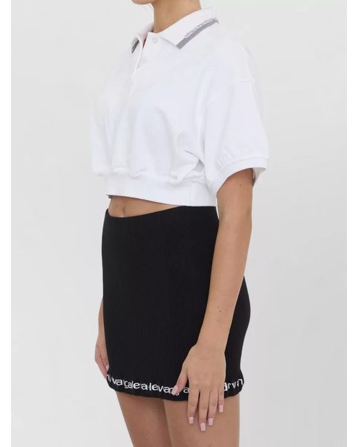 Alexander Wang Black Cotton Jersey Cropped Polo Shirt