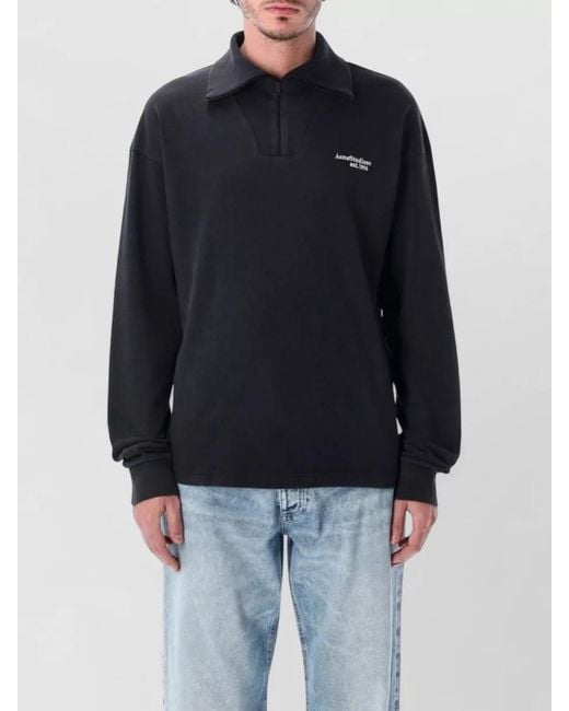 Acne Blue Organic Cotton Regular-Fit Half-Zip Sweatshirt for men