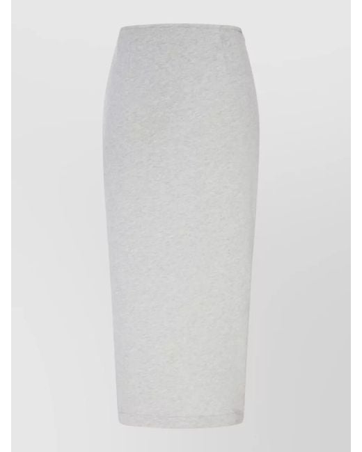 Dries Van Noten White High-Rise Midi Skirt