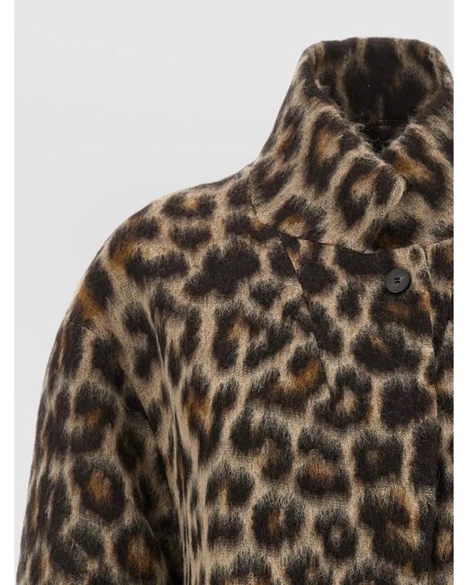 Alberto Biani Multicolor High Collar Leopard Print Caban Jacket