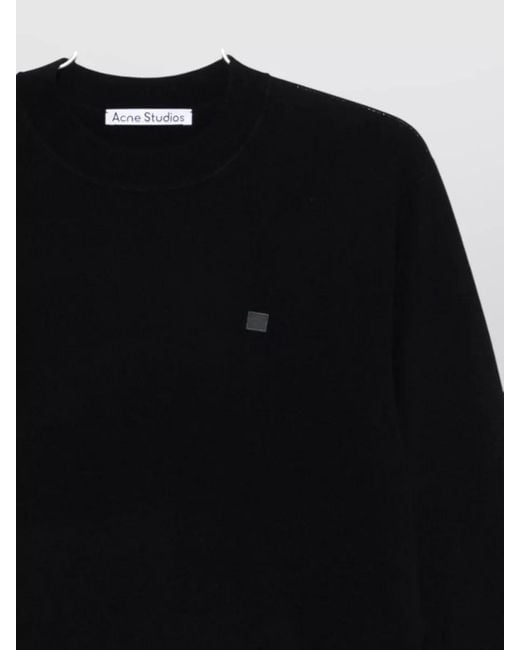 Acne Black Long Sleeve Crew Neck Knit Sweater for men