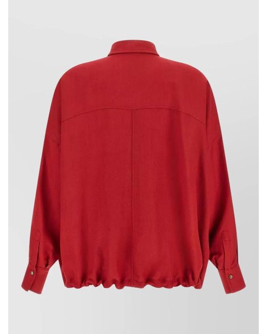 Brunello Cucinelli Red Linen-Blend Twill Long-Sleeve Shirt