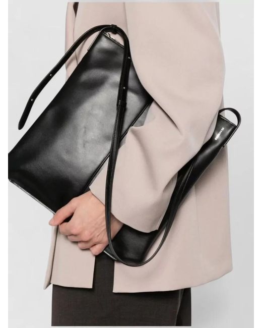 Jil Sander Black Linea Rectangular Crossbody Bag Adjustable Strap