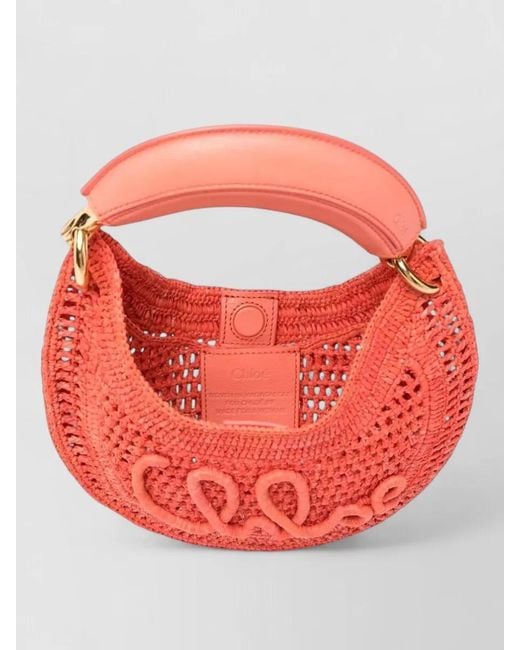 Chloé Red Summer Raffia Mini Hobo Clutch Bag