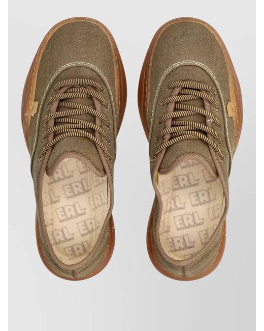 ERL Brown Canvas Lace Up Low Skate Shoe for men