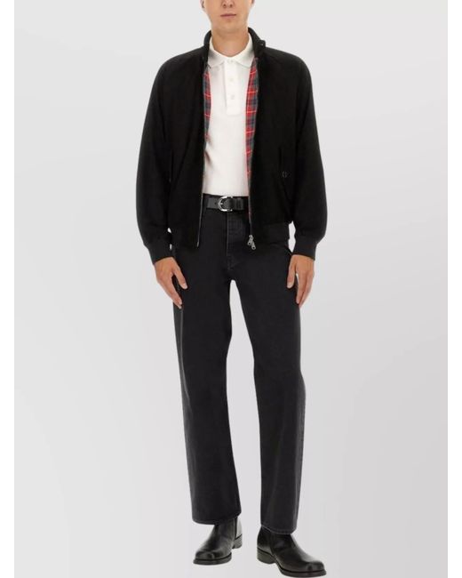 Baracuta Black Leather Harrington Jacket for men