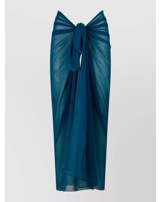 Fisico Blue Tulle Maxi Skirt High Waist Sarong Tie
