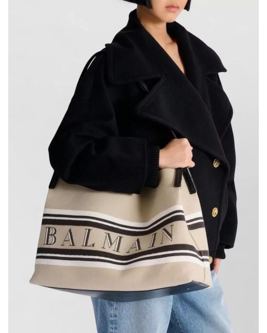 Balmain Metallic Release Medium Canvas Tote Bag