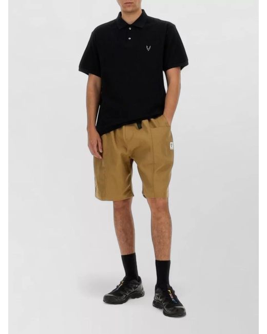 South2 West8 Natural Cotton Bermuda Shorts Elastic Waist Knee Length for men