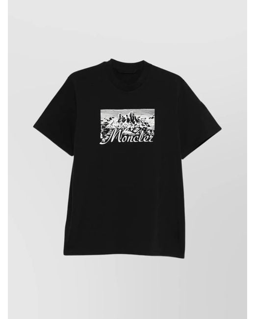 Moncler Black Cotton Graphic Print Short-Sleeve T-Shirt for men