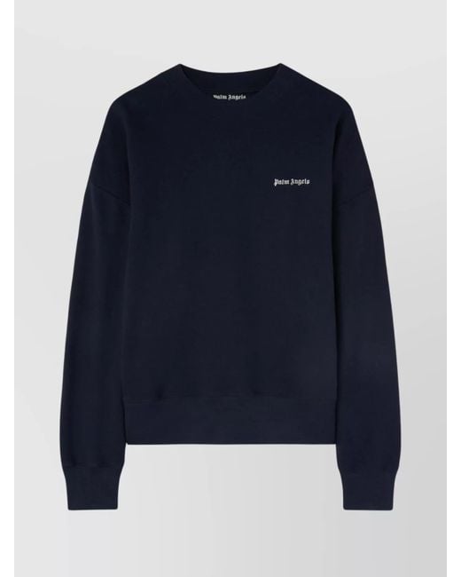 Palm Angels Blue Cotton Oversized Logo-Print Sweatshirt for men