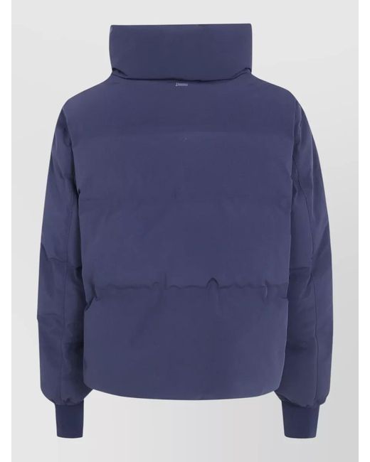 Herno Blue Short Jacket High Collar Elastic Cuffs