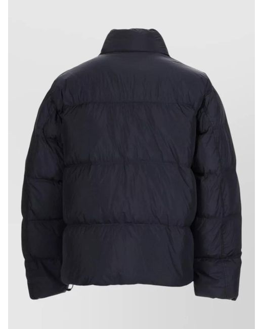 Stone Island Blue Hooded Bomber Jacket Padded Logo Patch for men