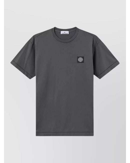 Stone Island Gray T Shirt Crew Neck Ribbed Neckline for men
