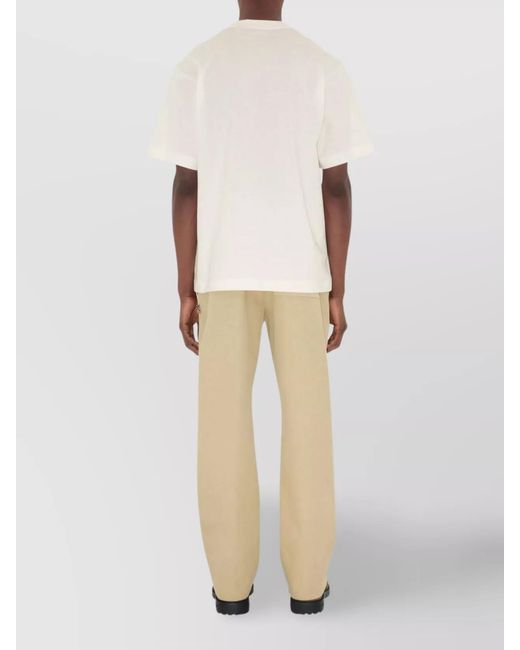 Burberry White Cotton Relaxed-Fit Logo-Embroidered T-Shirt for men