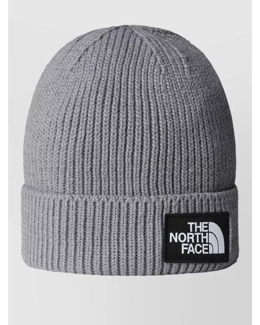The North Face Gray Wool Beanie Ribbed Texture Folded Cuff