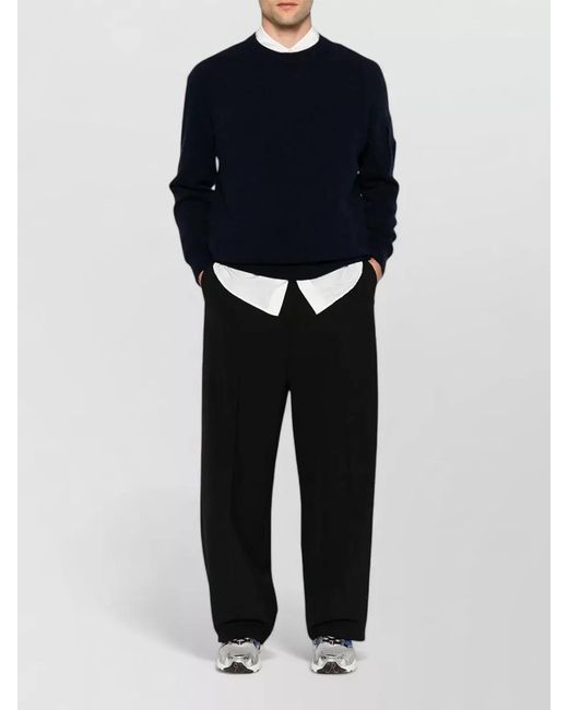 C P Company Blue Crew Neck Knit Sweater Long Sleeves for men