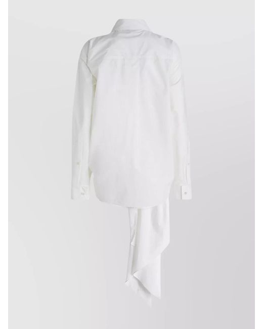 Quira White Cotton Oversized Draped Shirt