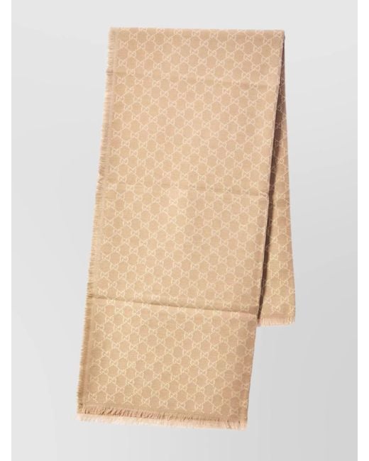Gucci Natural Gg Jacquard Pattern Lamé Shawl