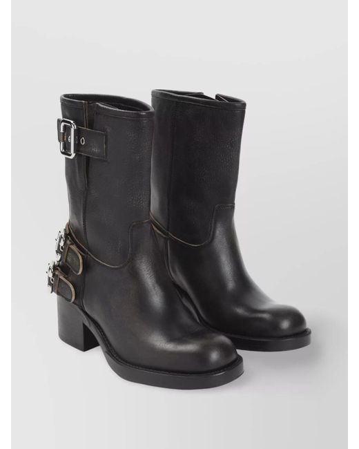 Chloé Black Leather Ankle Boots