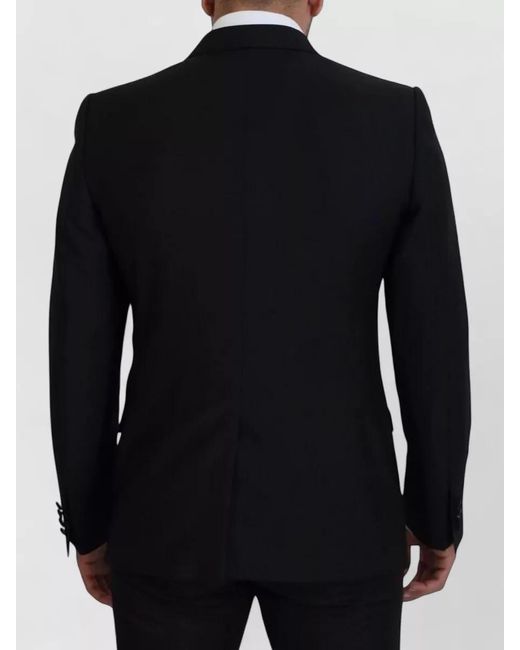 Dolce & Gabbana Black Slim-Fit Wool Silk Blazer for men