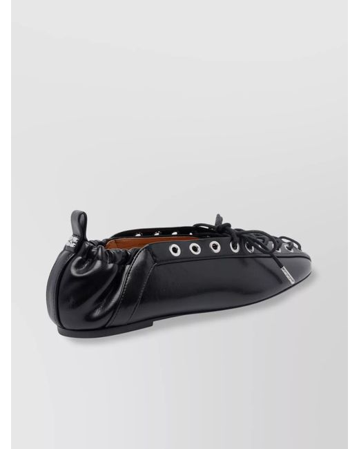 Ganni Gray Lace-Up Ballerina Shoes