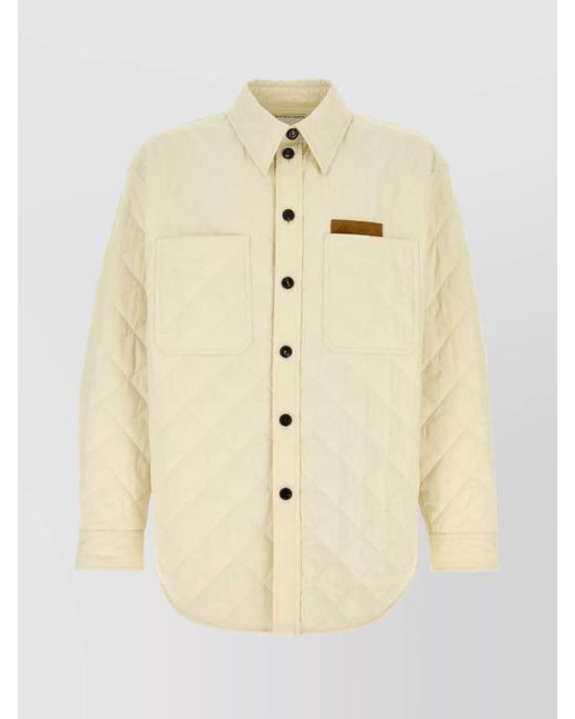 Bottega Veneta Natural Quilted Tech Cotton Jacket With Chest Pockets for men