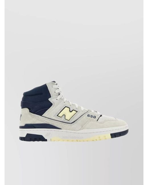 New Balance Blue High-Top Leather And Suede Sneakers