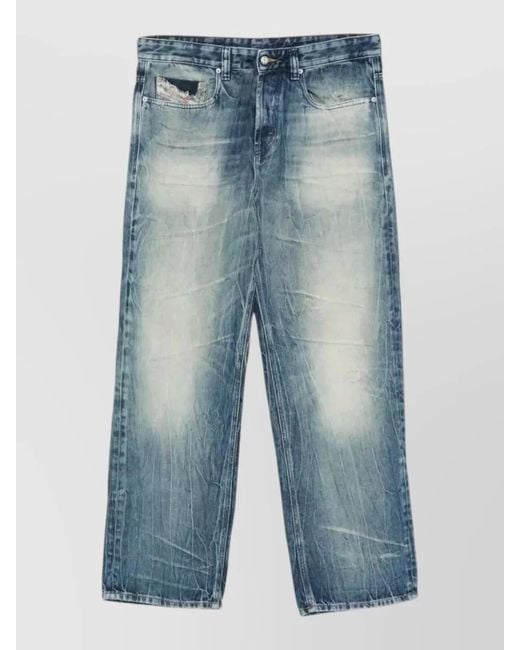 DIESEL Blue Denim Straight-Leg Jeans for men