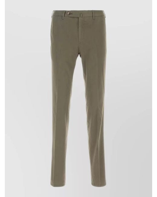 PT Torino Gray Stretch Cotton Blend Silkochino Tailored Trousers for men