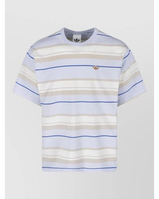 Adidas Gray Crew Neck Striped Short Sleeve Shirt for men