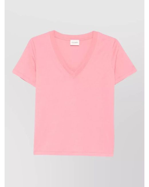 Closed Pink Organic Cotton V Neck Regular T-Shirt