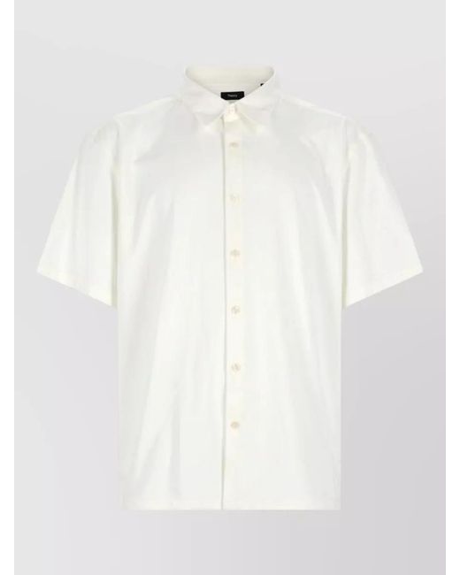 Theory White Straight Shirt Top Pointed Collar Short Sleeves for men