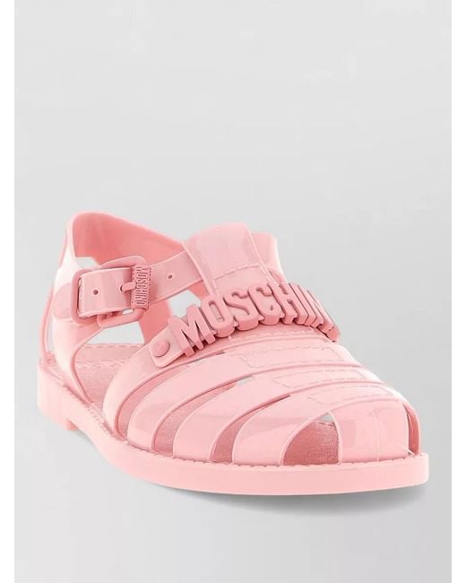 Moschino Pink Flat Sole Open Toe Jelly Sandals