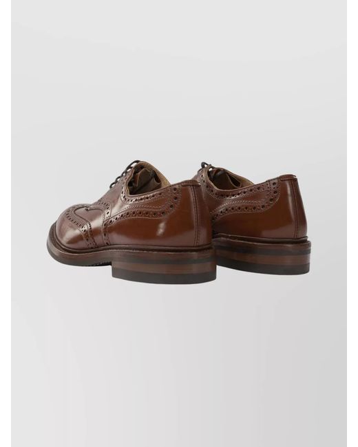 Tricker's Brown Leather Derby Shoes for men
