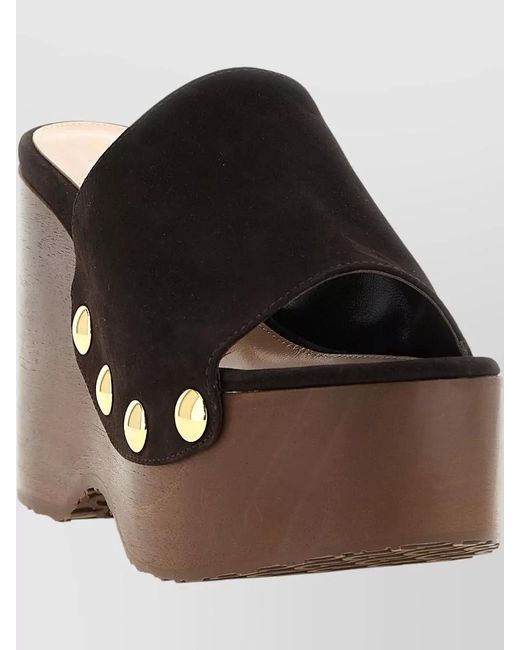 Gianvito Rossi Brown Ardéa Platform Mules Open Toe Studs