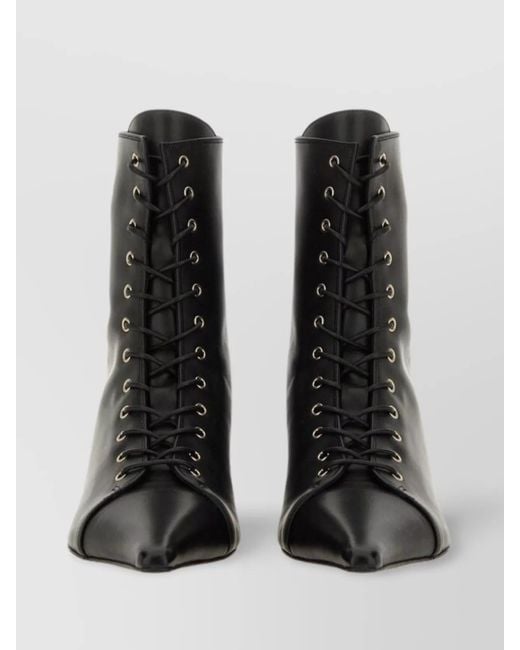 Aeyde Black Leather Lace-Up Boots