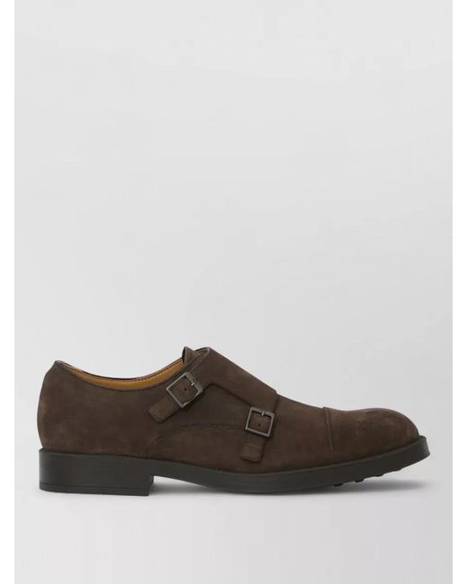 Tod's Brown Suede Leather Double Buckle Monk Shoes for men