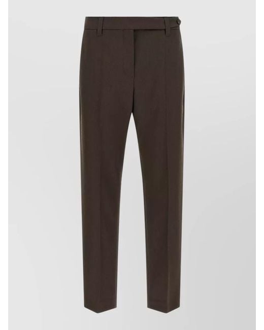 Brunello Cucinelli Brown Monile Tailored Tapered Virgin Wool Pants