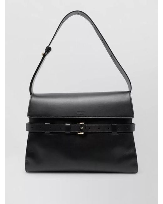 Moschino Black Rectangular Shoulder Bag Adjustable Strap Buckle for men