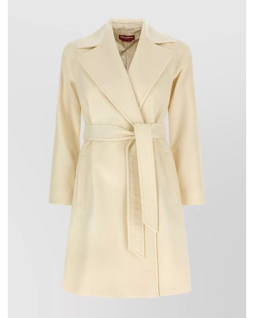Max Mara Natural Waist Belted Coat Long Sleeves
