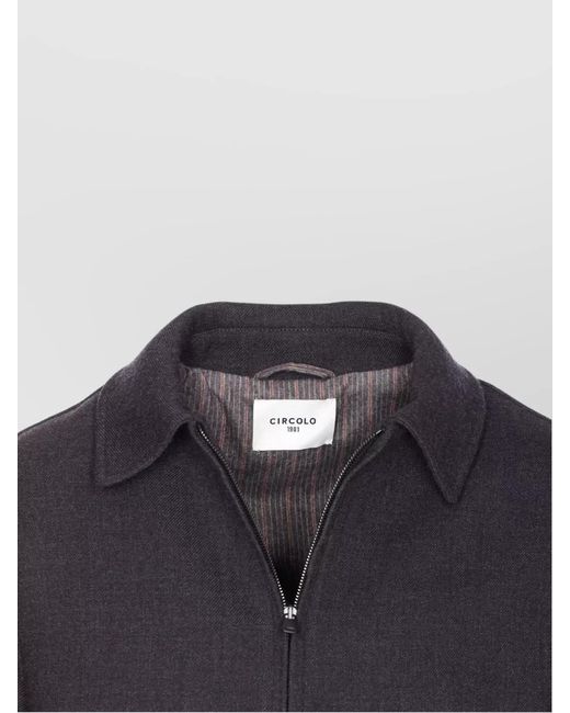 Circolo 1901 Blue Virgin Wool Zip Shirt Jacket for men
