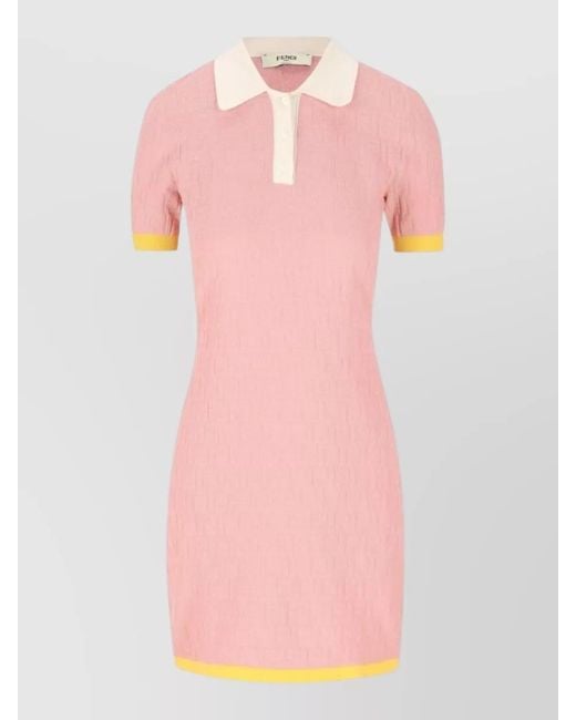 Fendi Pink Logo-Print Polo Mini Dress