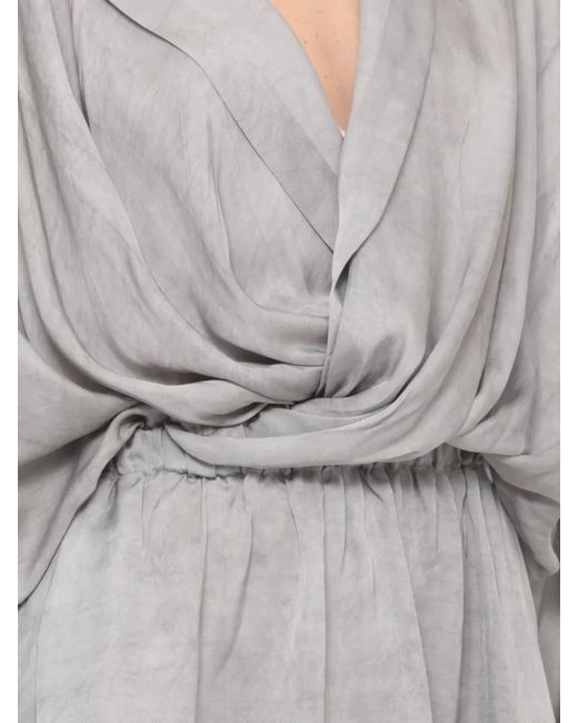 ANDAMANE Gray Knee Length Viscose Dress Draped Design
