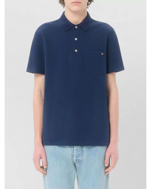 Valentino Garavani Blue Vlogo Cotton Piqué Polo Shirt for men