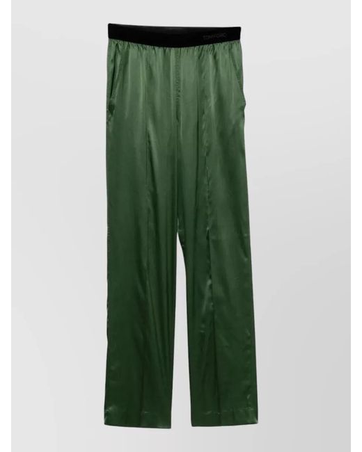 Tom Ford Green Silk Wide-Leg Trousers