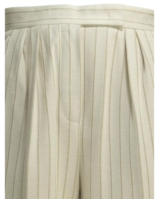 Max Mara White Tailored Pinstripe Trousers Pleated Wide Leg