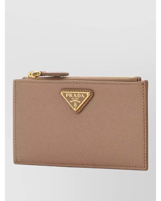 Prada Natural Leather Card Holder Tone Hardware