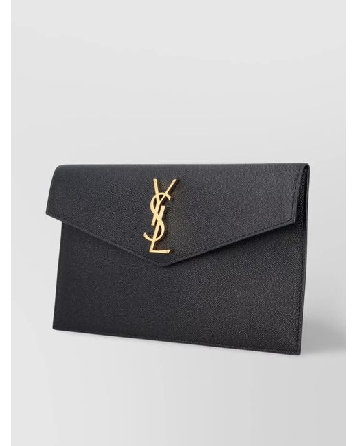 Saint Laurent Black Medium Envelope Clutch Bag