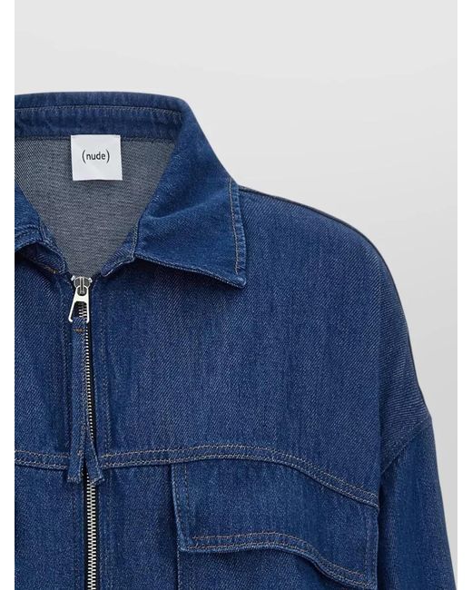 Nude Blue Blake Denim Jacket Buttoned Cuffs Chest Pockets